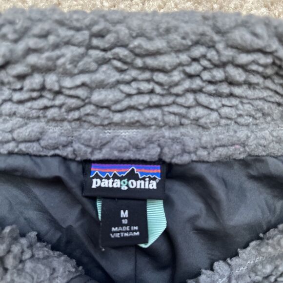 Patagonia Retro X Fleece Jacket Boys Girls Medium 10 Gray Deep Pile Classic - Picture 2 of 6